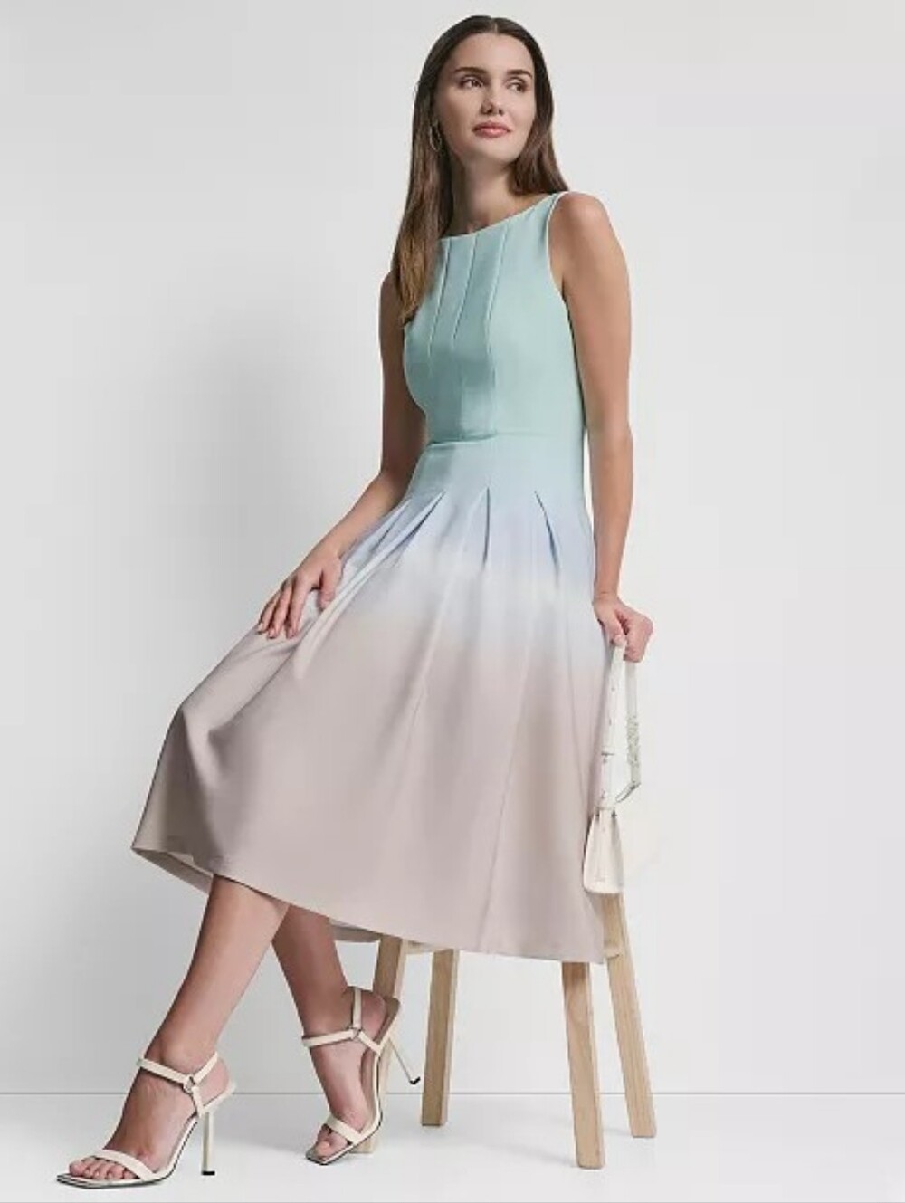 NWT DKNY Ombre Pleated Fit & Flare Midi Dress Size 20W - Picture 4 of 6